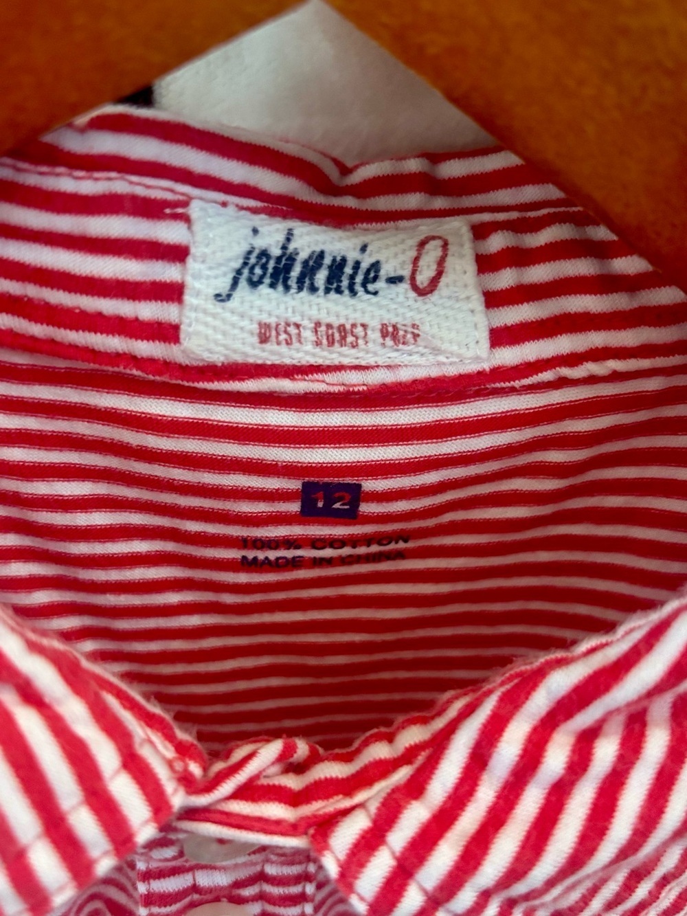 Johnnie-O Youth Watermelon/Wht Striped Polo "Original Jr." line Size 12 - Picture 5 of 8